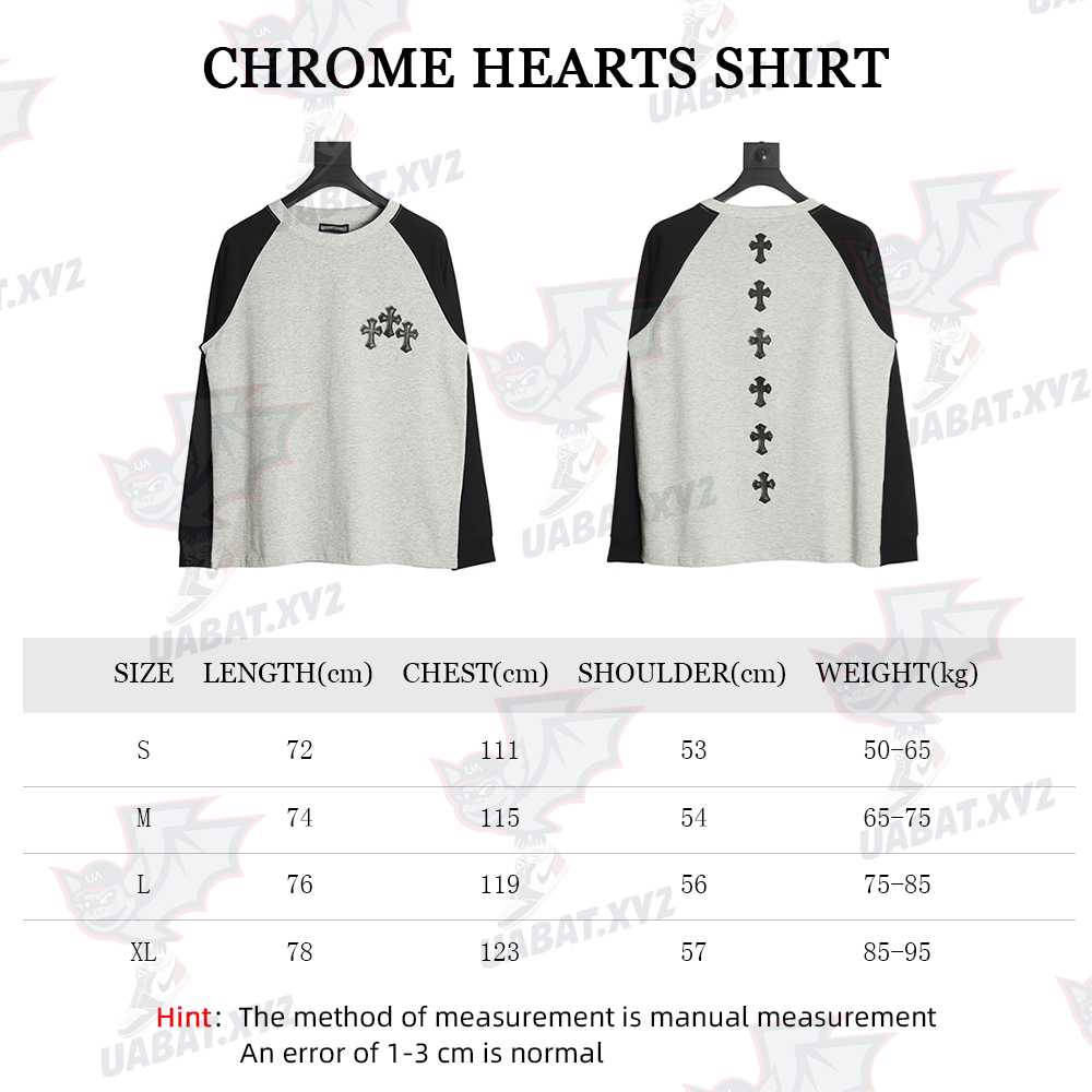 Chrome Hearts Grey-Black Paneled Cross Long Sleeve T-Shirt