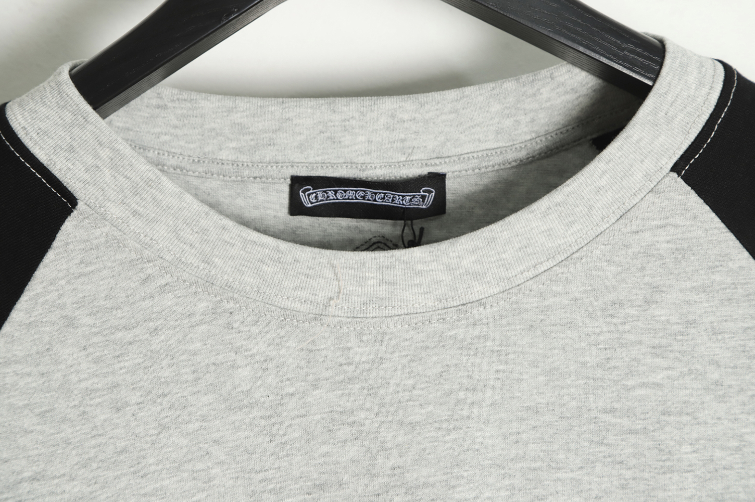 Chrome Hearts Grey-Black Paneled Cross Long Sleeve T-Shirt