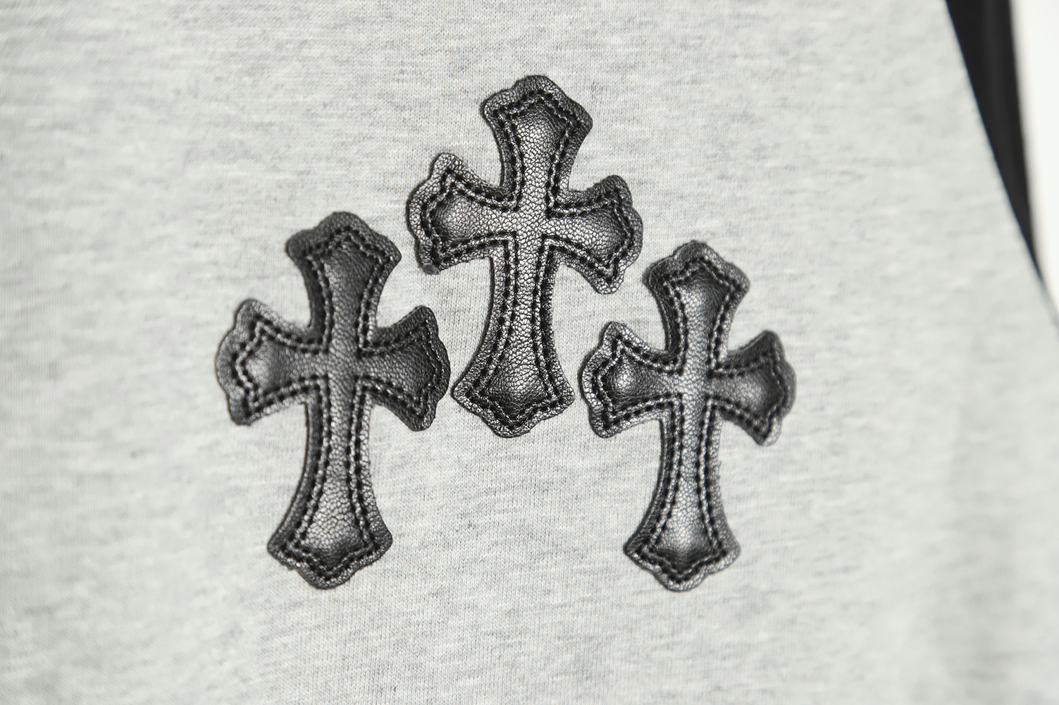 Chrome Hearts Grey-Black Paneled Cross Long Sleeve T-Shirt