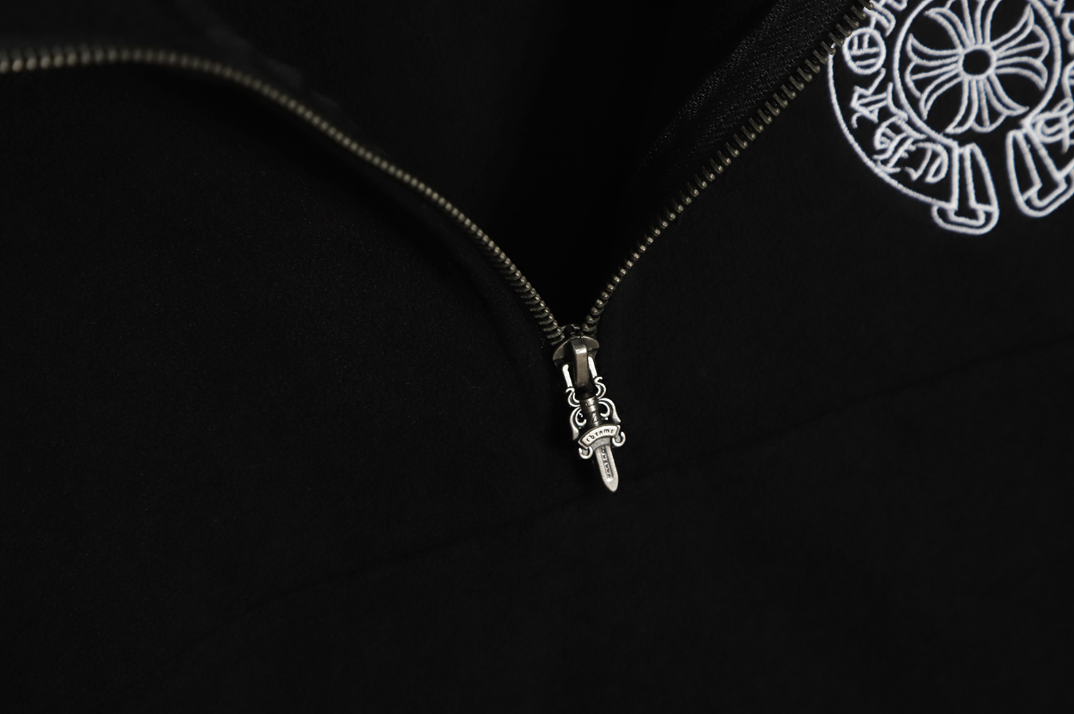 Chrome Hearts Horseshoe Embroidered Half-Zip Fleece Jacket