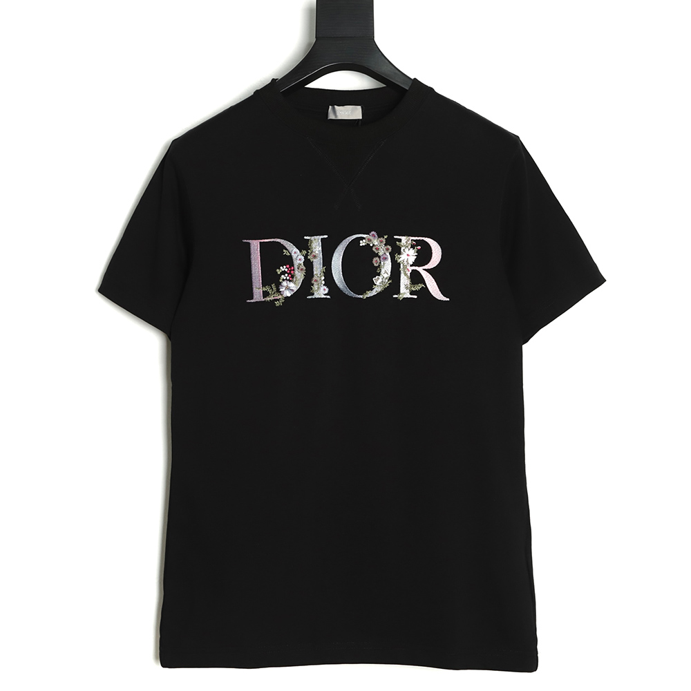 Dior floral gradient letter logo embroidery T-Shirt TSK1,Dior