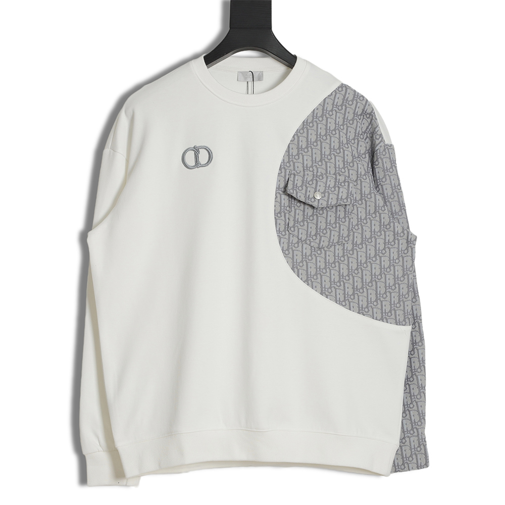 Dior embroidered stitching round neck sweater