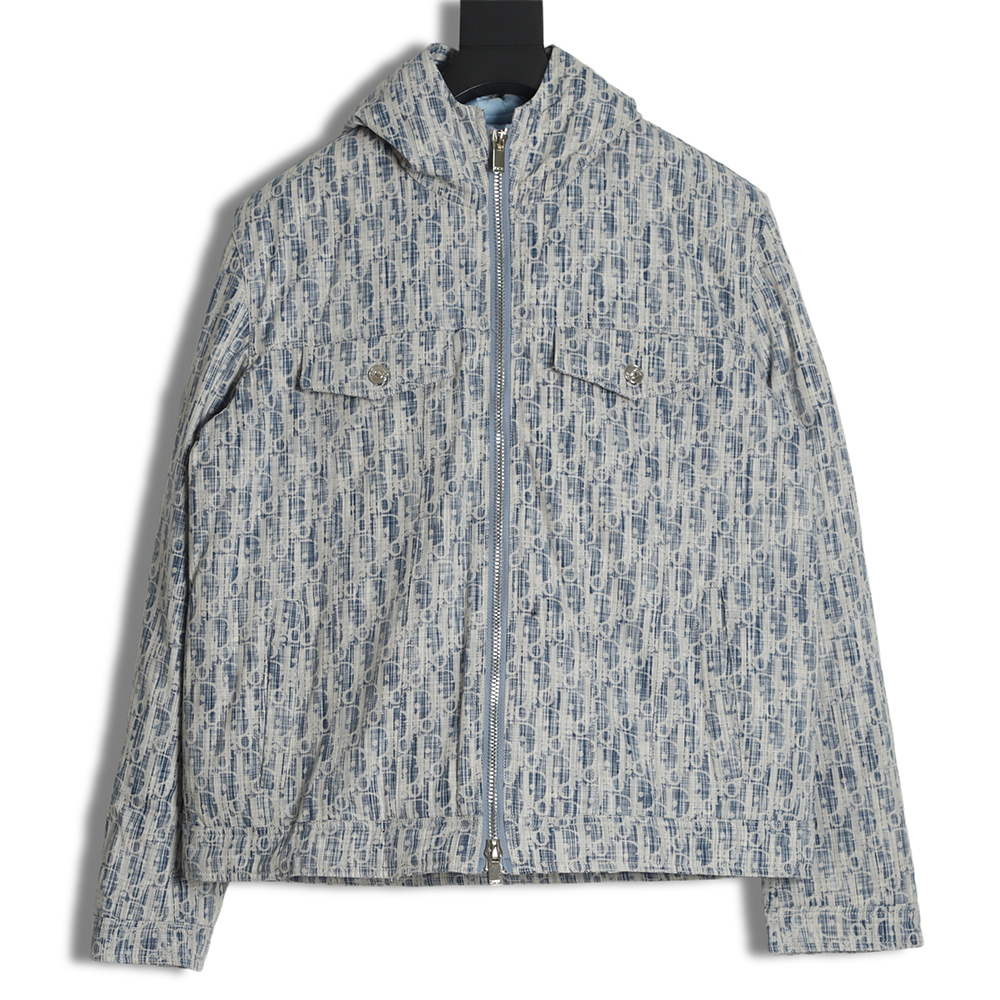 Dior 22FW full printed jacquard LOGO hooded down jacket