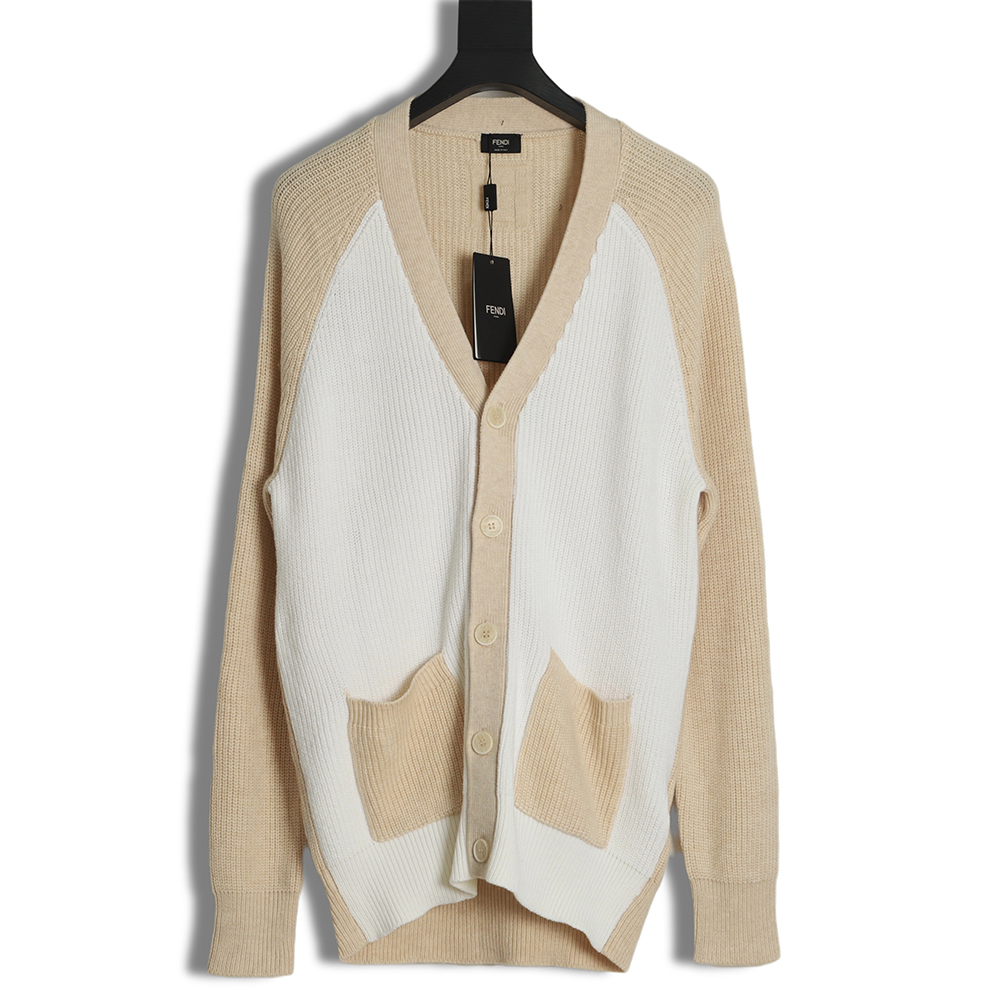 FENDI Knitted color-block cardigan sweater-M-L-XL