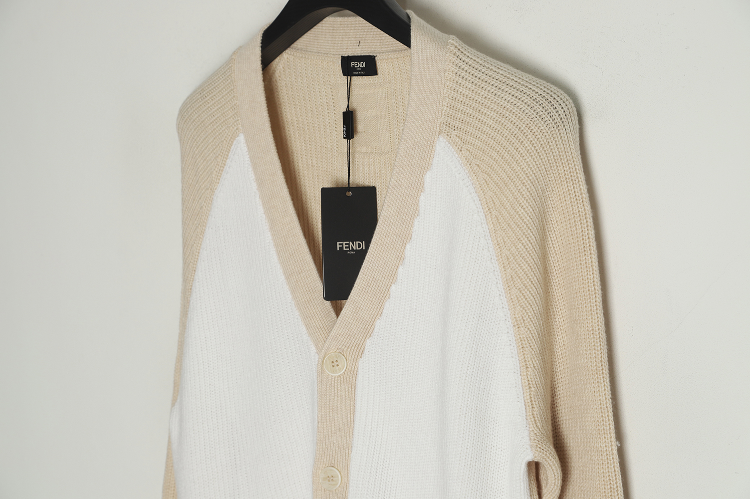 FENDI Knitted color-block cardigan sweater-M-L-XL