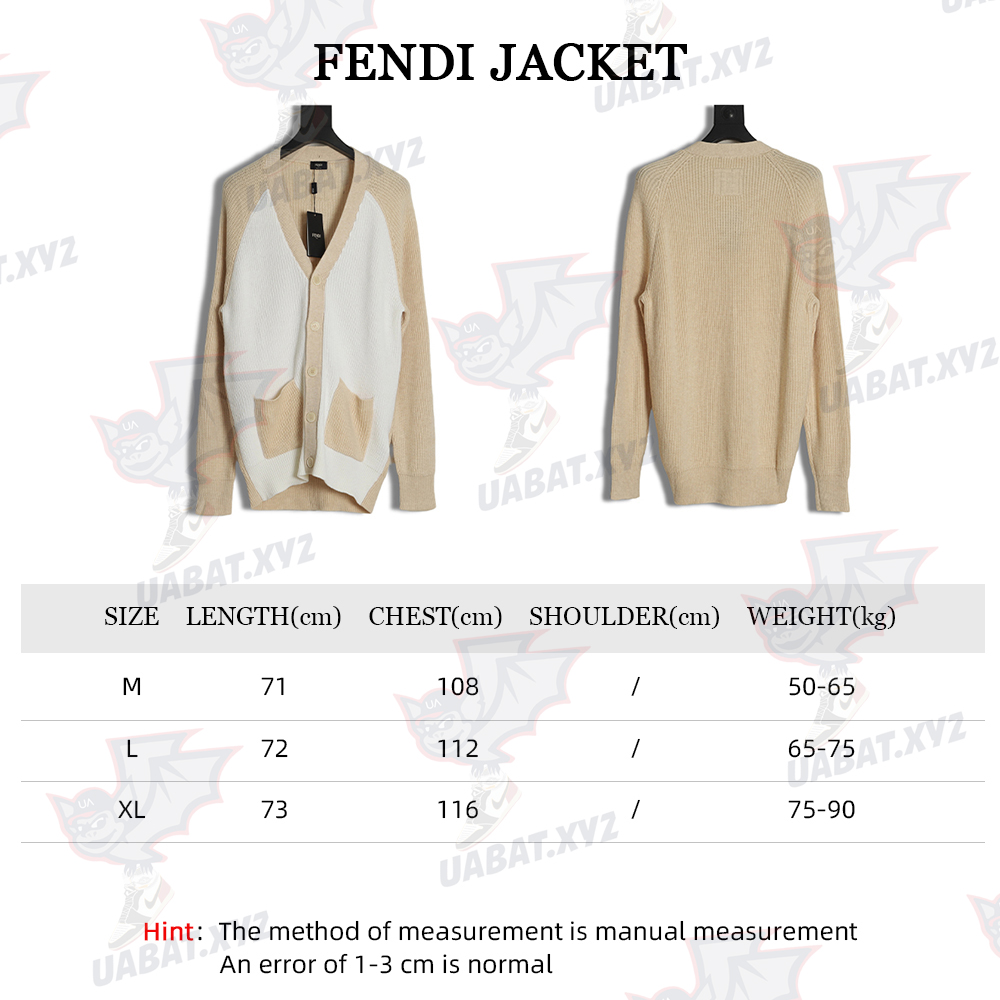 FENDI Knitted color-block cardigan sweater-M-L-XL