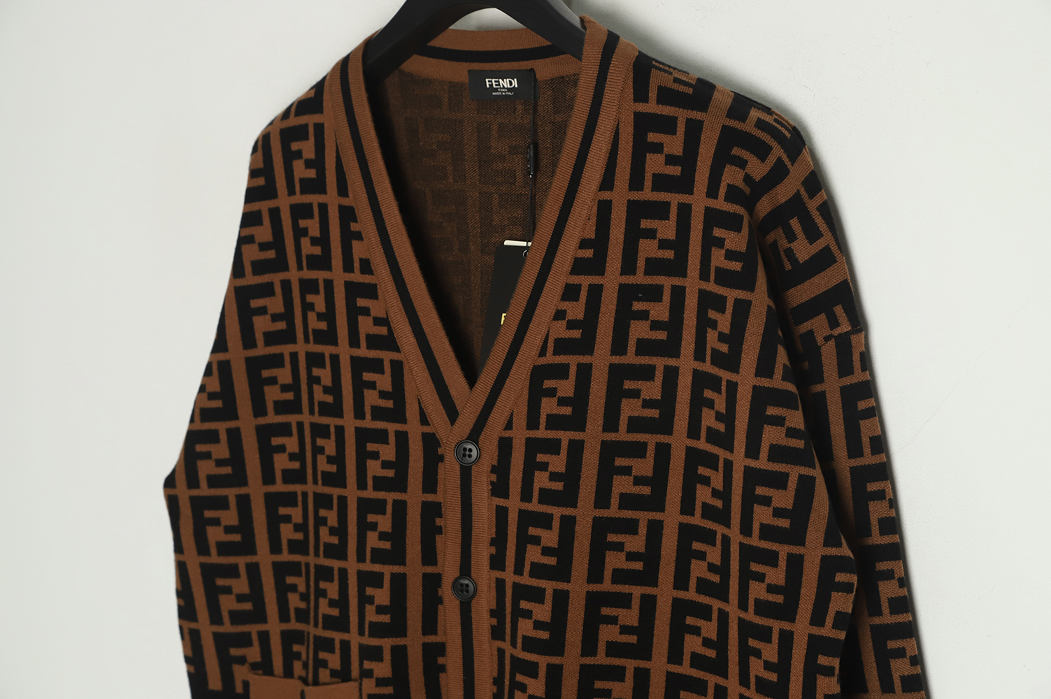 Fendi 22Fw double F jacquard full printed sweater cardigan