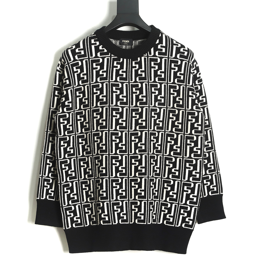 Fendi 22fw jacquard all over logo sweater