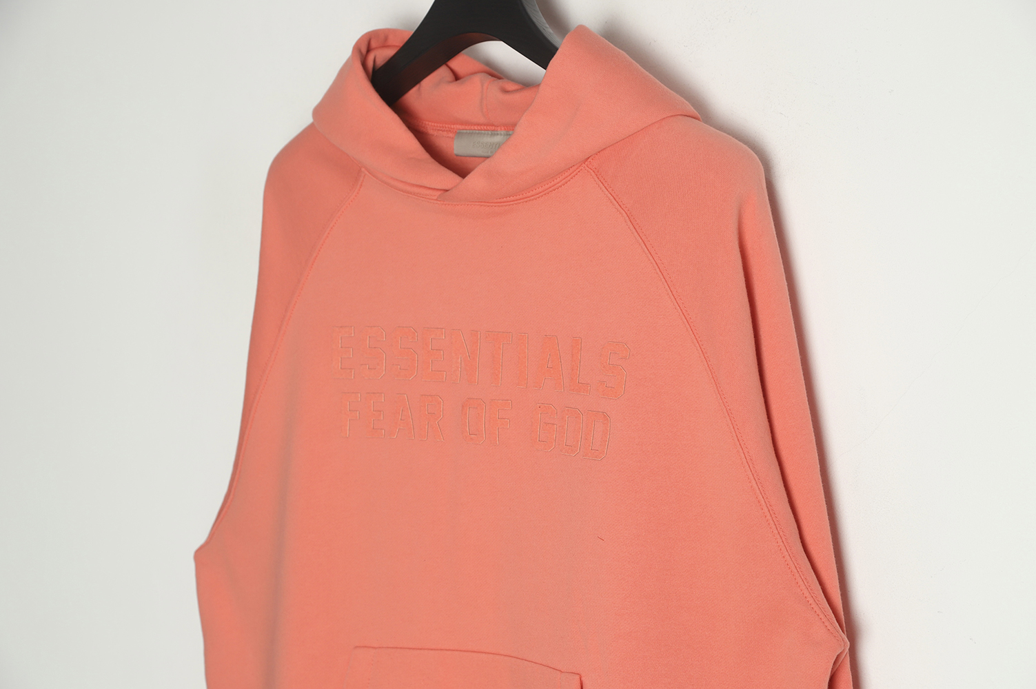 FEAR OF GOD Double Line Seven Color Chest Large Letter Flocked Hoodie Coral