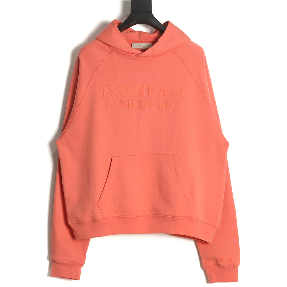 FEAR OF GOD Double Line Seven Color Chest Large Letter Flocked Hoodie Coral