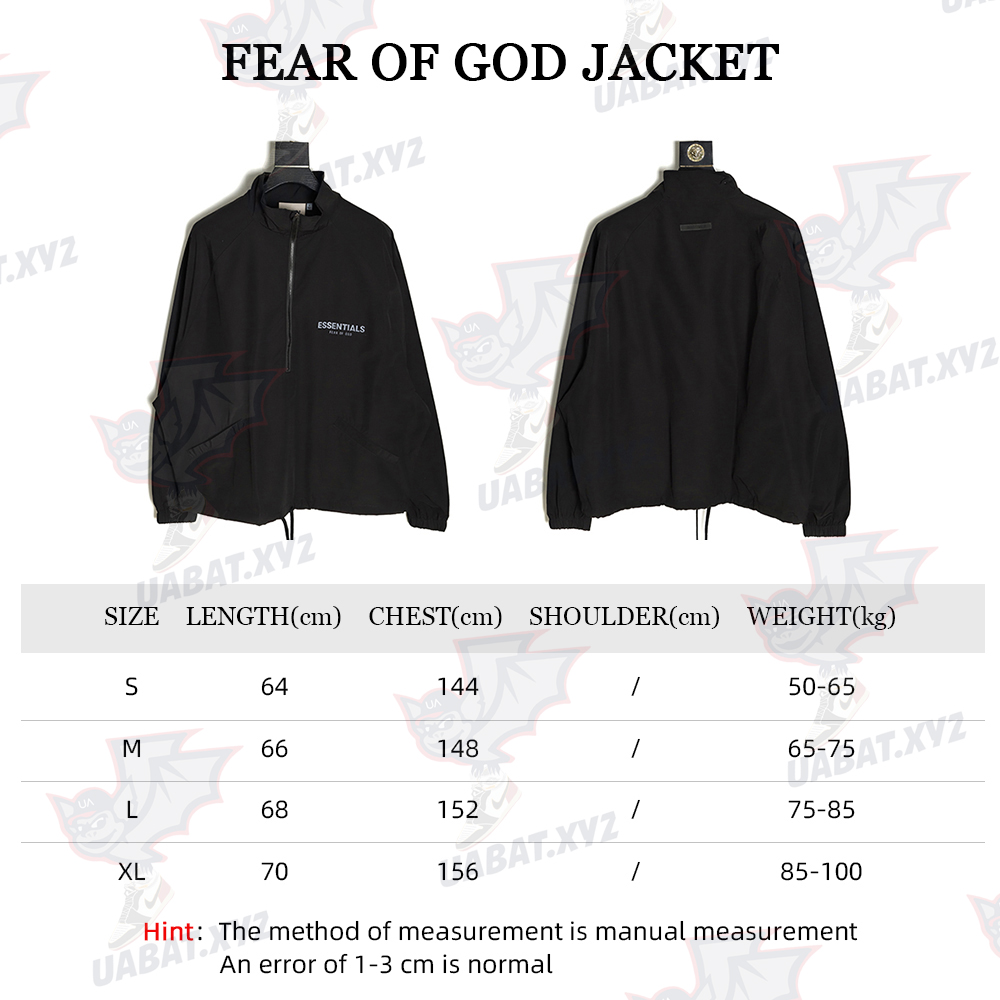 FEAR OF GOD double line essentials half zipper jacket coat Black