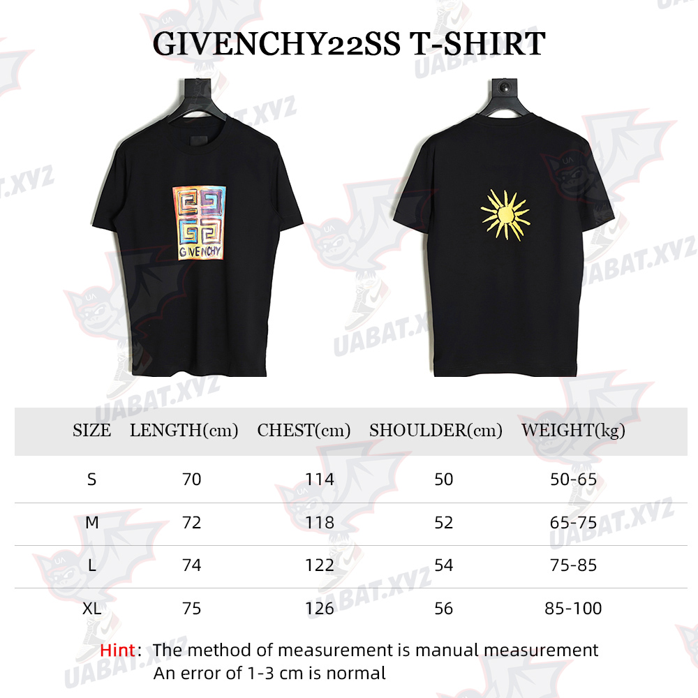 Givenchy 22SS hand-painted sun short-sleeved T-shirt TSK1