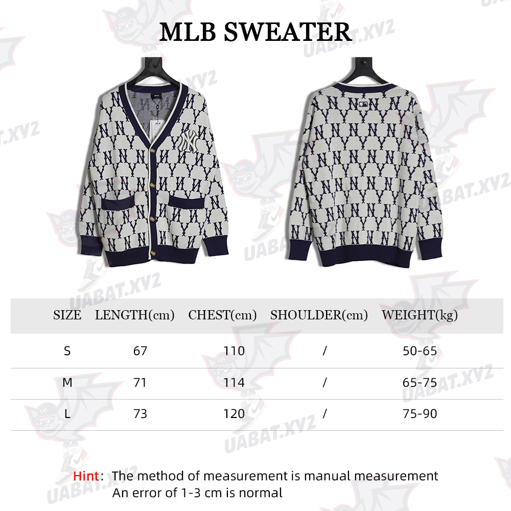 MLB All Over Jacquard Wool Cardigan Sweater TSK2