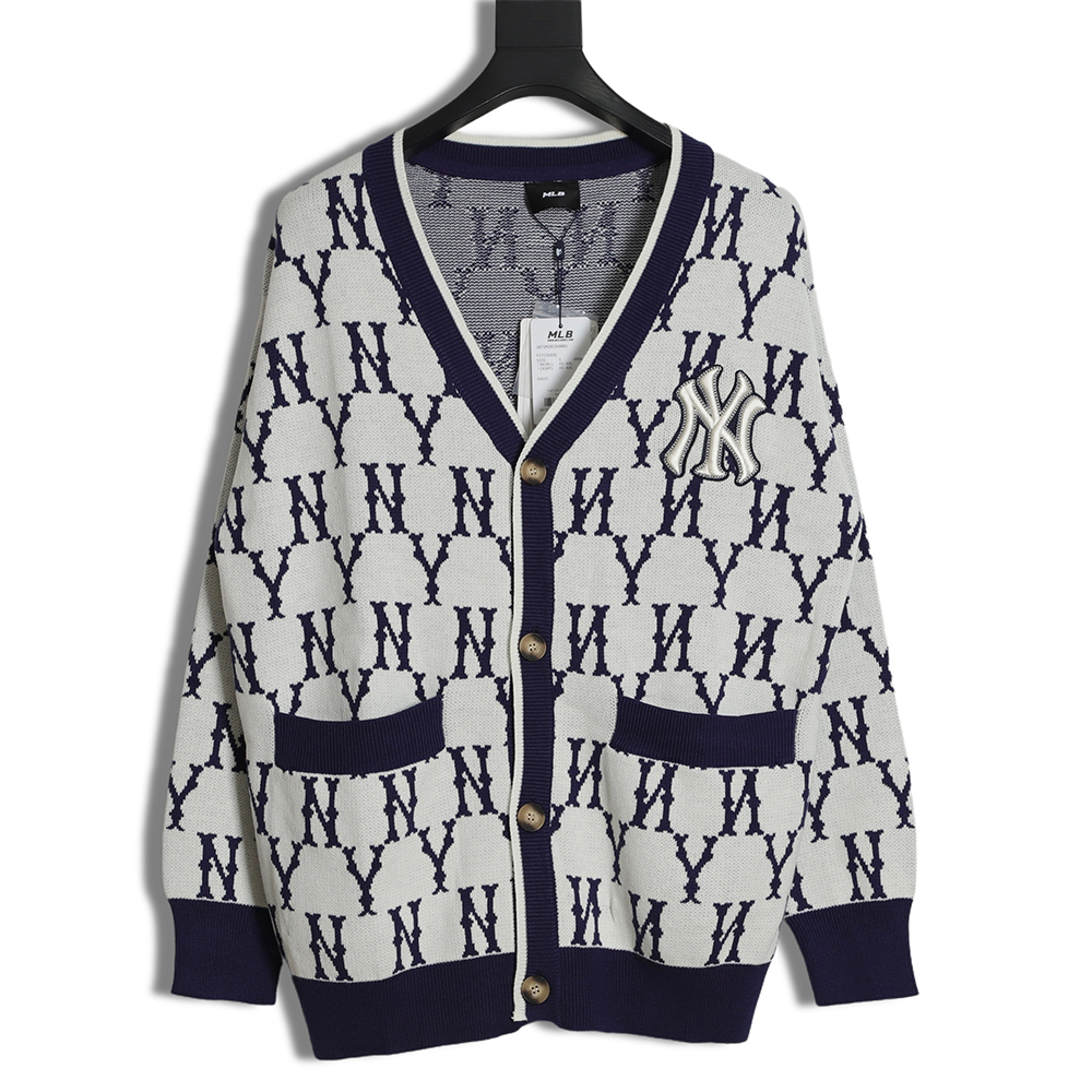 MLB All Over Jacquard Wool Cardigan Sweater TSK2