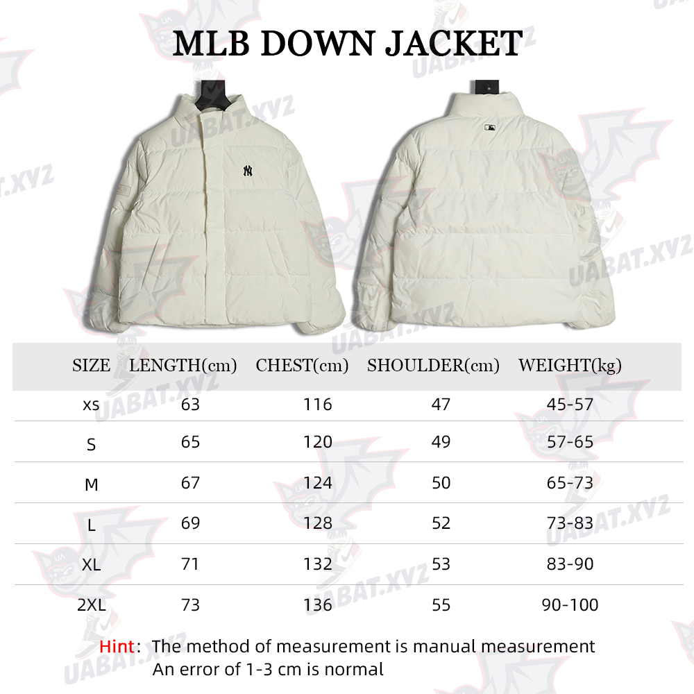 MLB Button Small Label Embroidered LOGO Short Thick Down Jacket