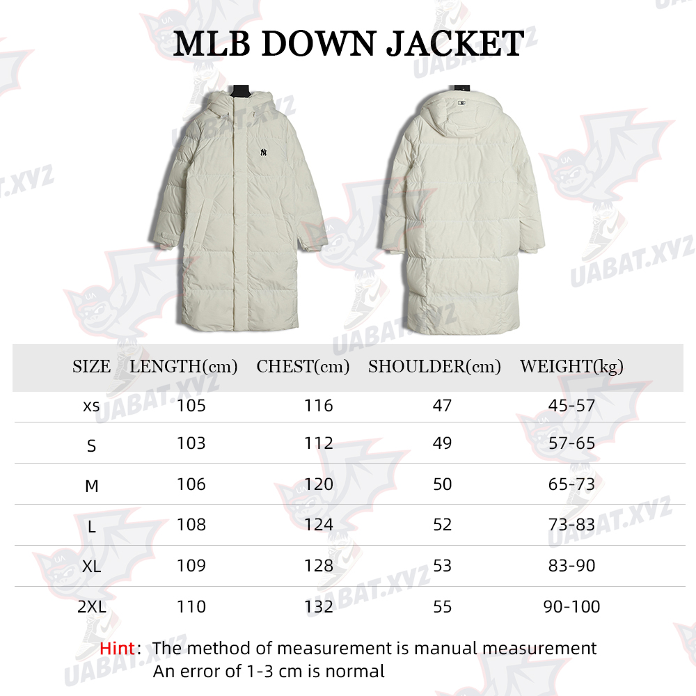 MLB Button Small Label Embroidered LOGO Long Thick Down Jacket