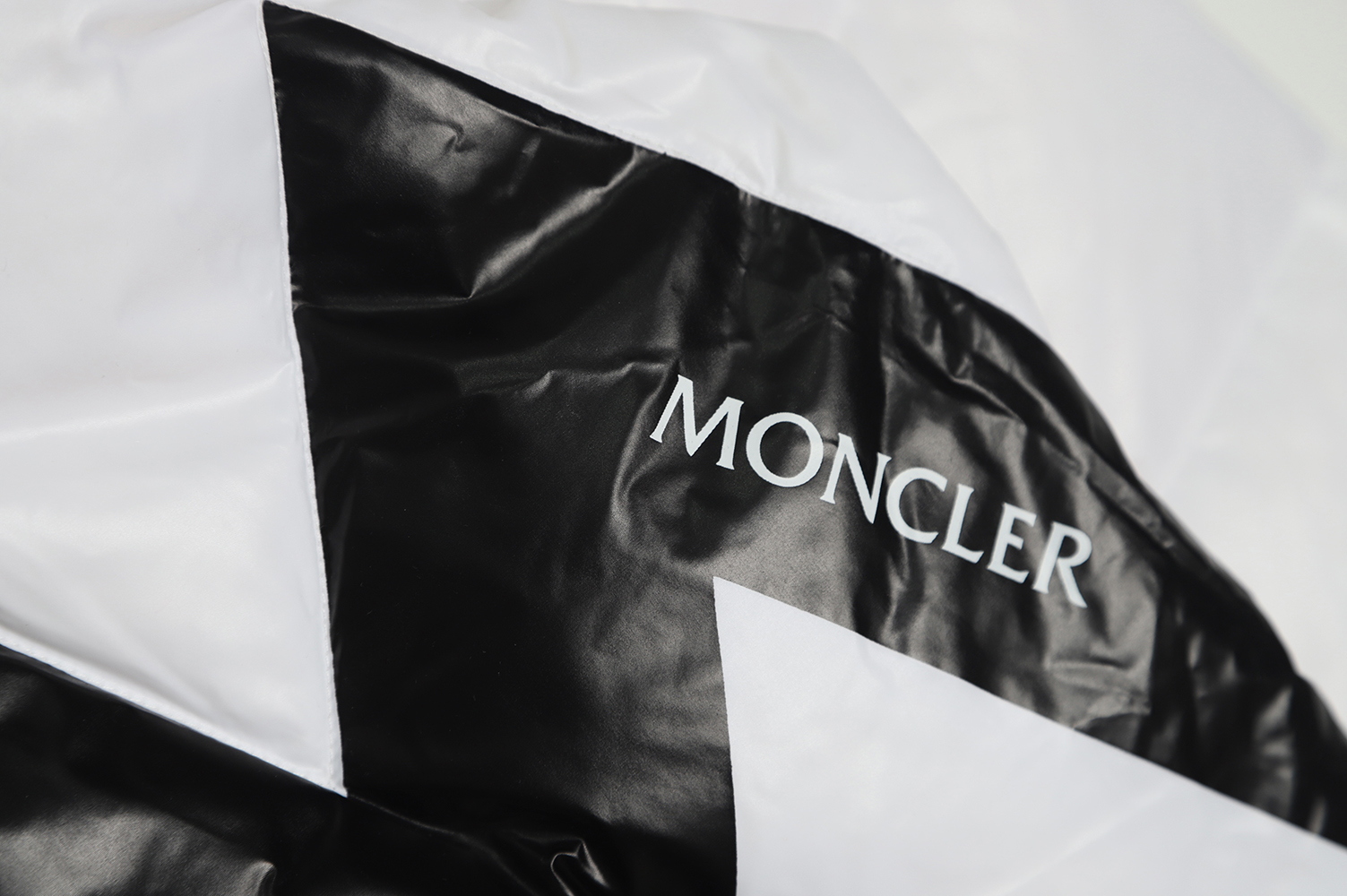 Moncler Mouth Black & White Cross Print Down Jacket