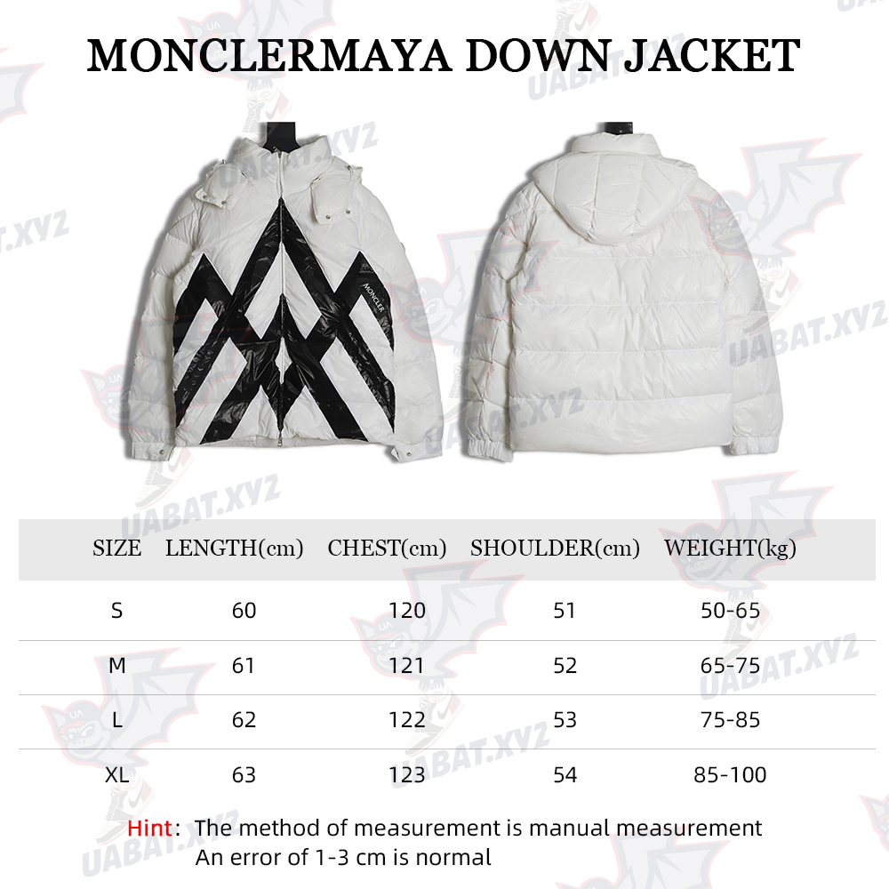 Moncler Mouth Black & White Cross Print Down Jacket
