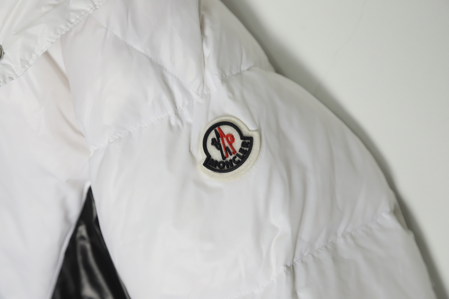 Moncler Mouth Black & White Cross Print Down Jacket