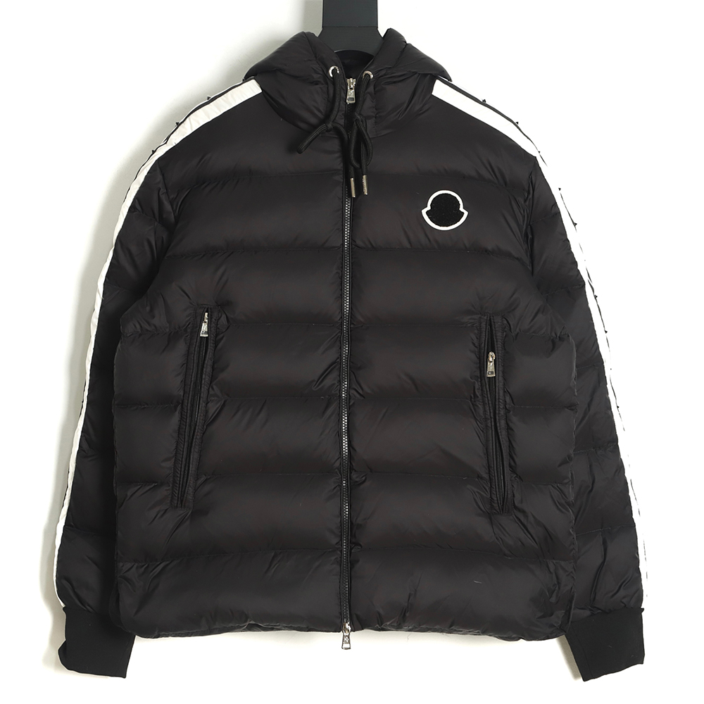 Moncler stellaire cropped color-block puffy hooded down jacket