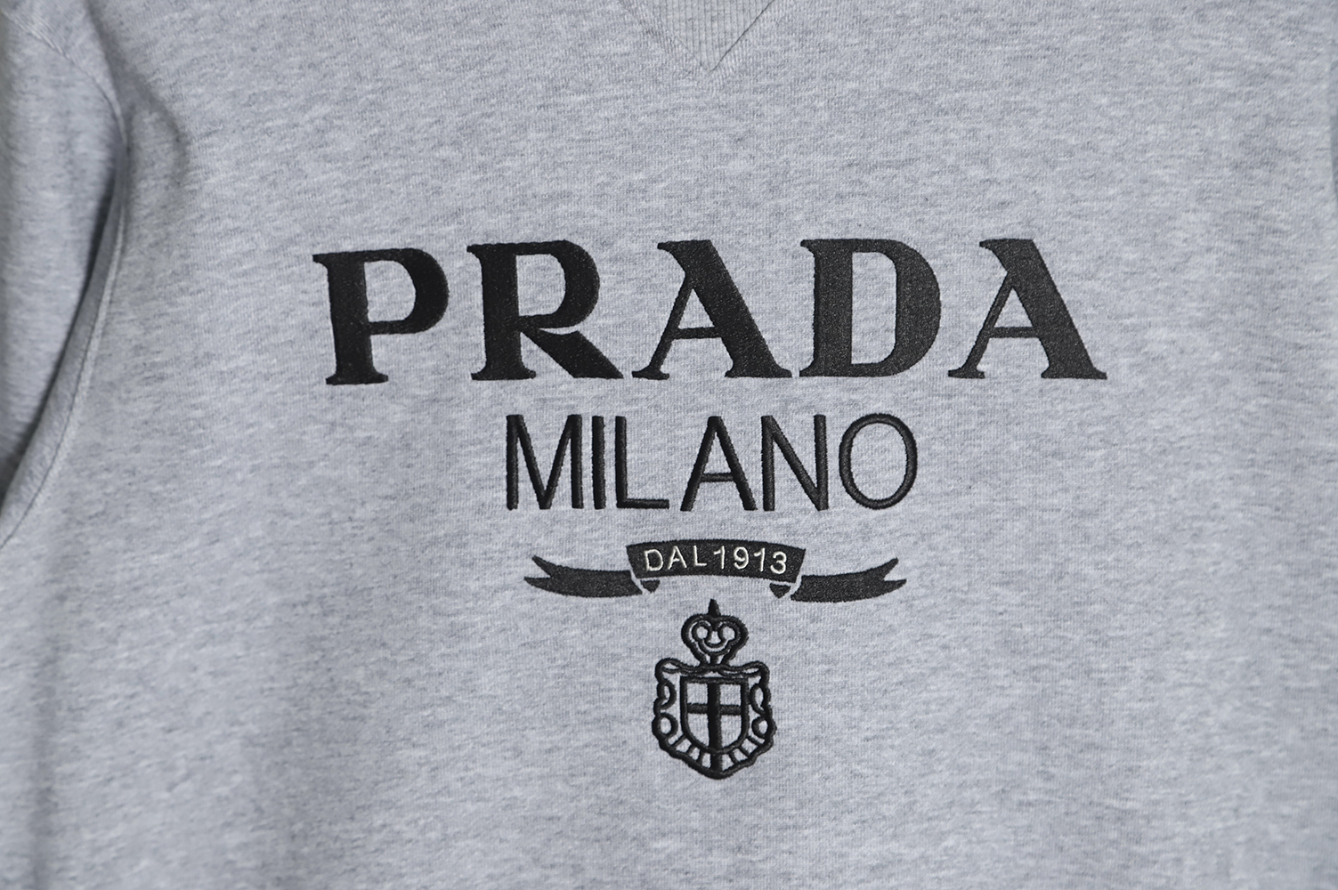 Prada classic embroidered logo crew neck sweatshirt