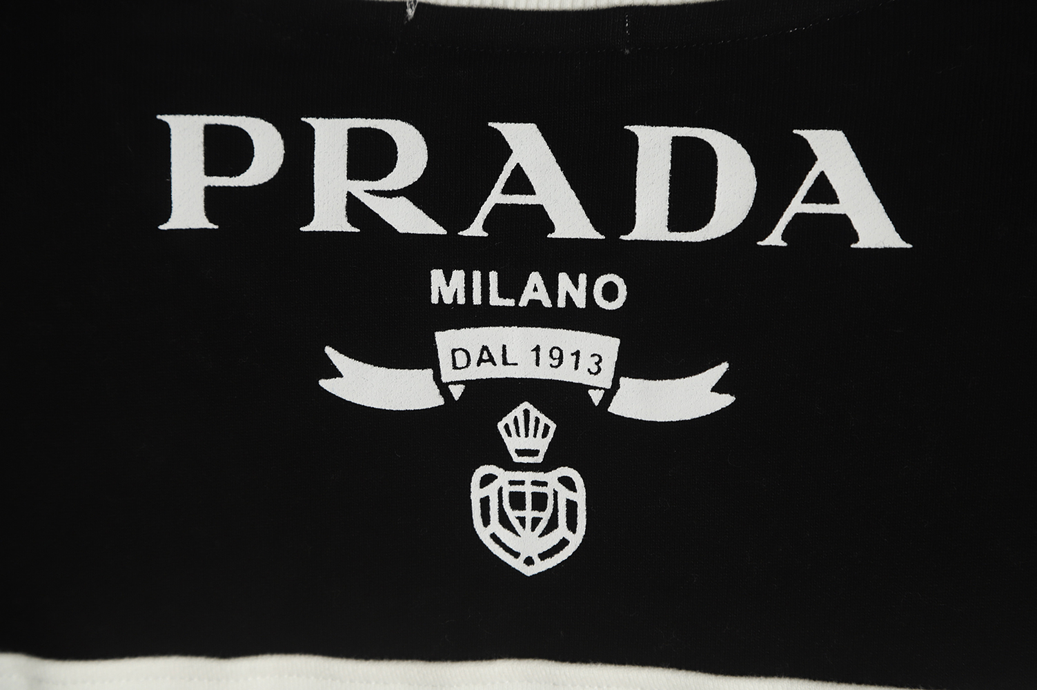 PRADA 2022 autumn fleece inverted triangle letter print round neck Hoodie
