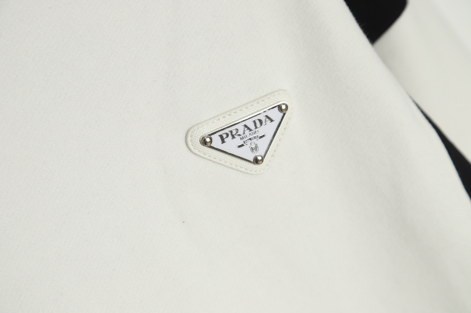 PRADA 2022 autumn fleece inverted triangle letter print round neck Hoodie