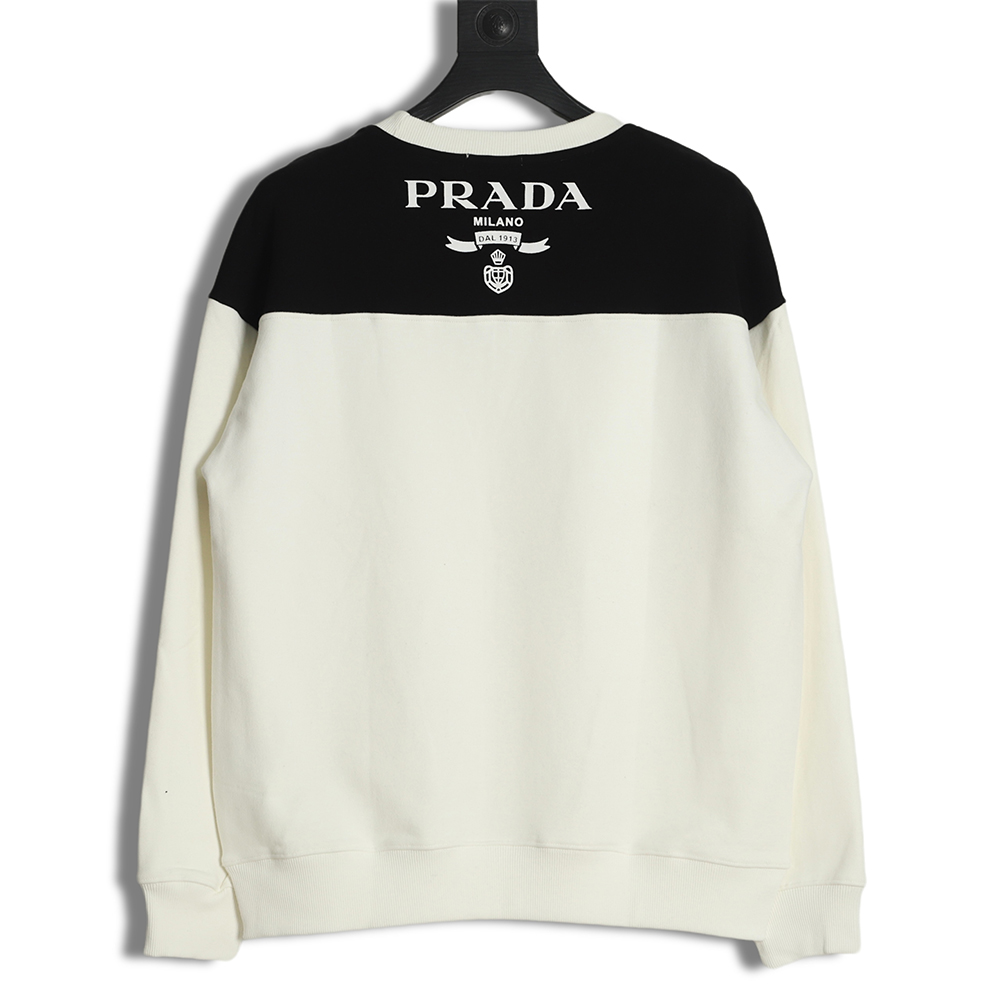 PRADA 2022 autumn fleece inverted triangle letter print round neck Hoodie