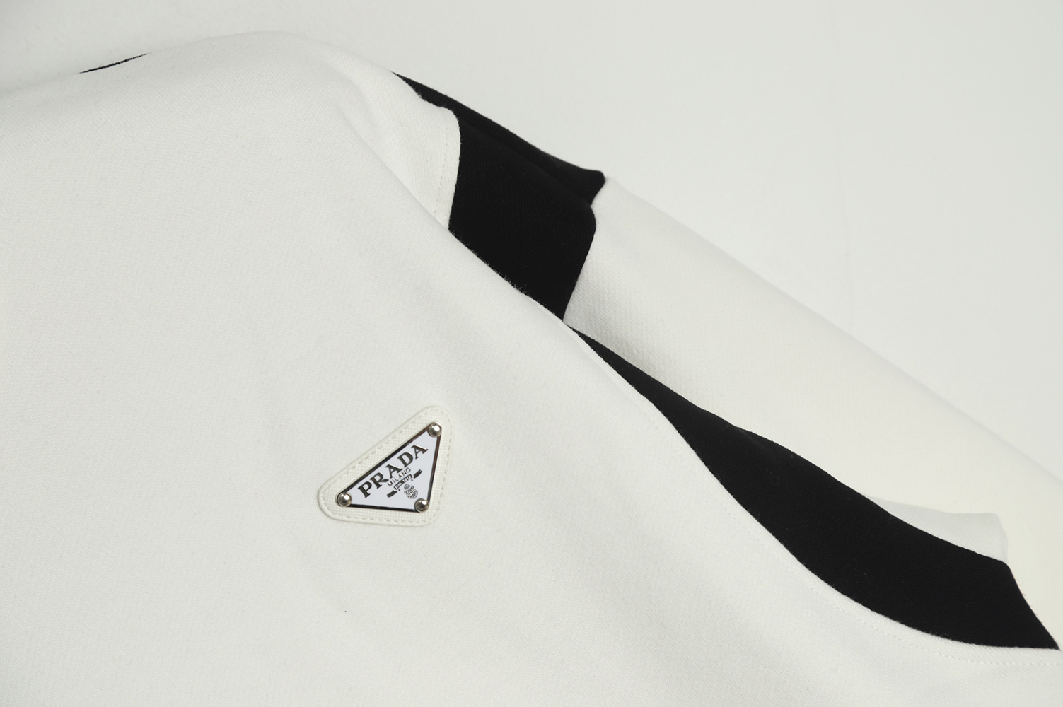 PRADA 2022 autumn fleece inverted triangle letter print round neck Hoodie
