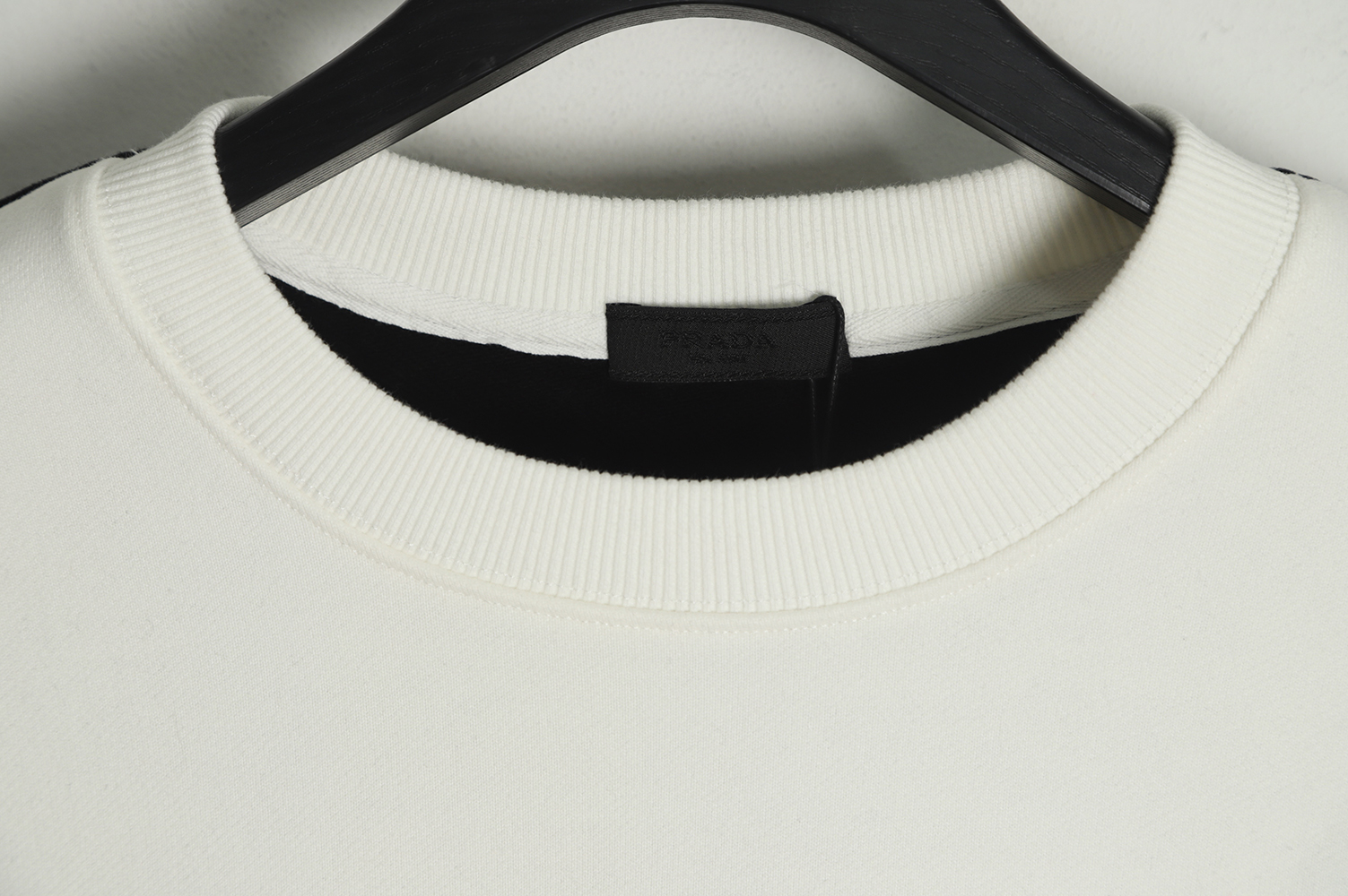 PRADA 2022 autumn fleece inverted triangle letter print round neck Hoodie
