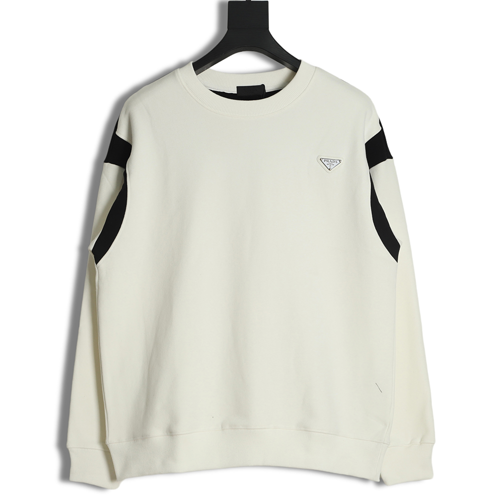 PRADA 2022 autumn fleece inverted triangle letter print round neck Hoodie