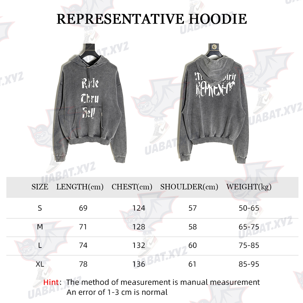 Represent Washed Alphabet Distressed Destroyed Hoodie