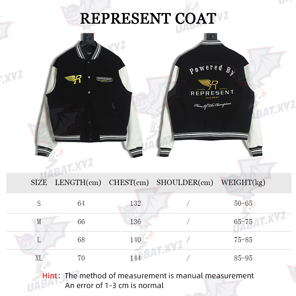 Represent 22FW English letter wings embroidery quilted baseball uniform TSK1