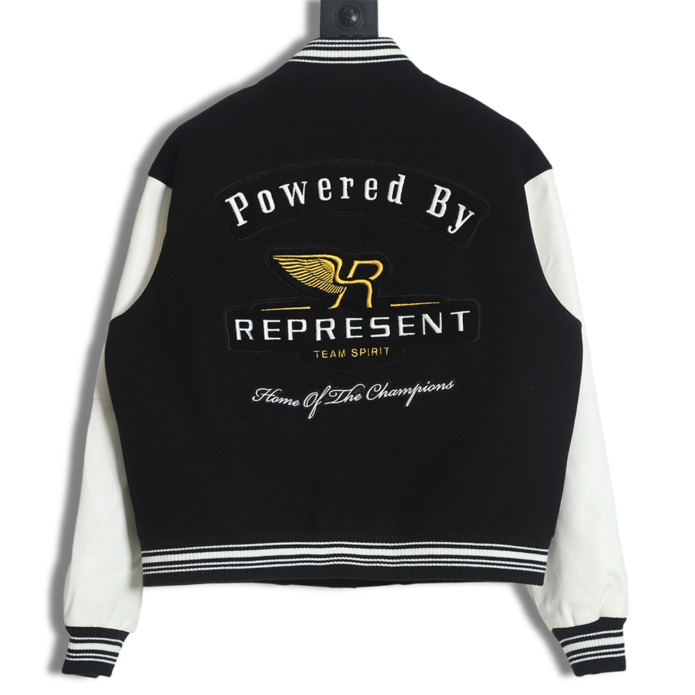 Represent 22FW English letter wings embroidery quilted baseball uniform TSK1