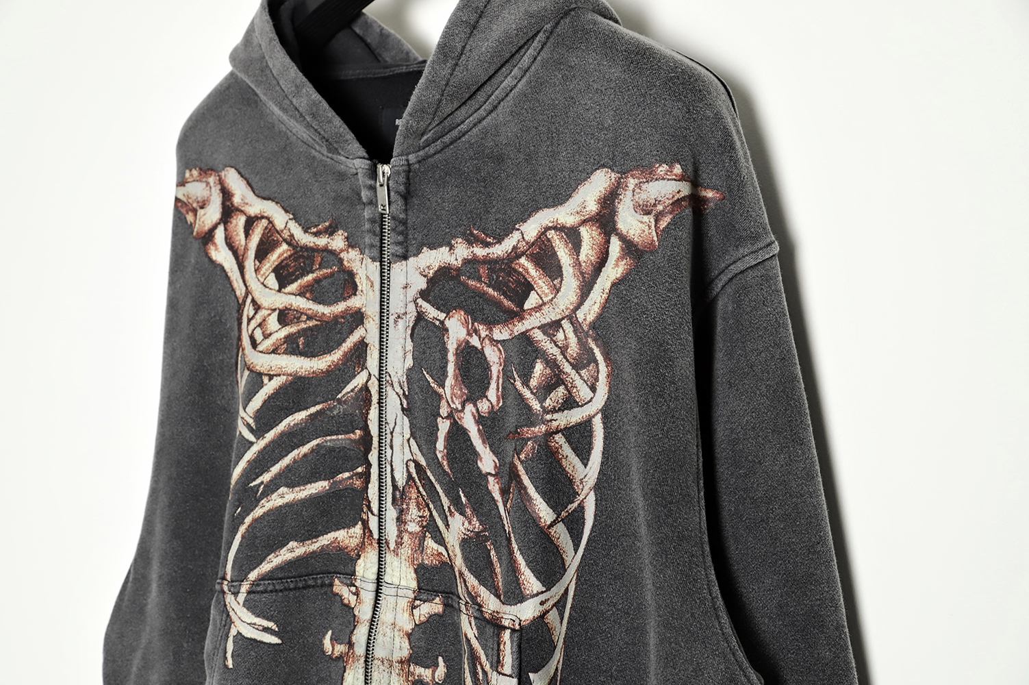 Represent 21FW Washed Distressed Skeleton Zip Jacket