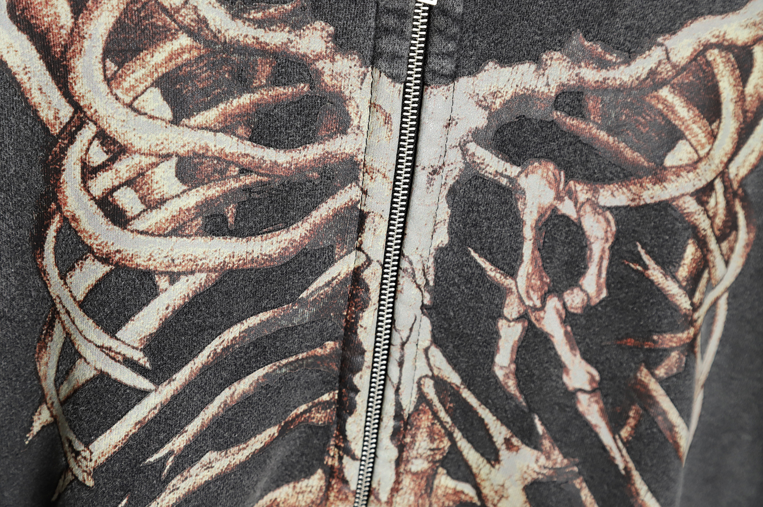 Represent 21FW Washed Distressed Skeleton Zip Jacket