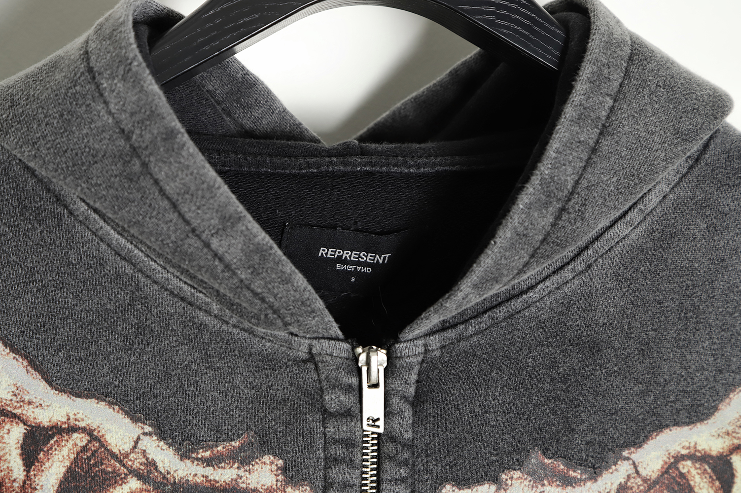 Represent 21FW Washed Distressed Skeleton Zip Jacket