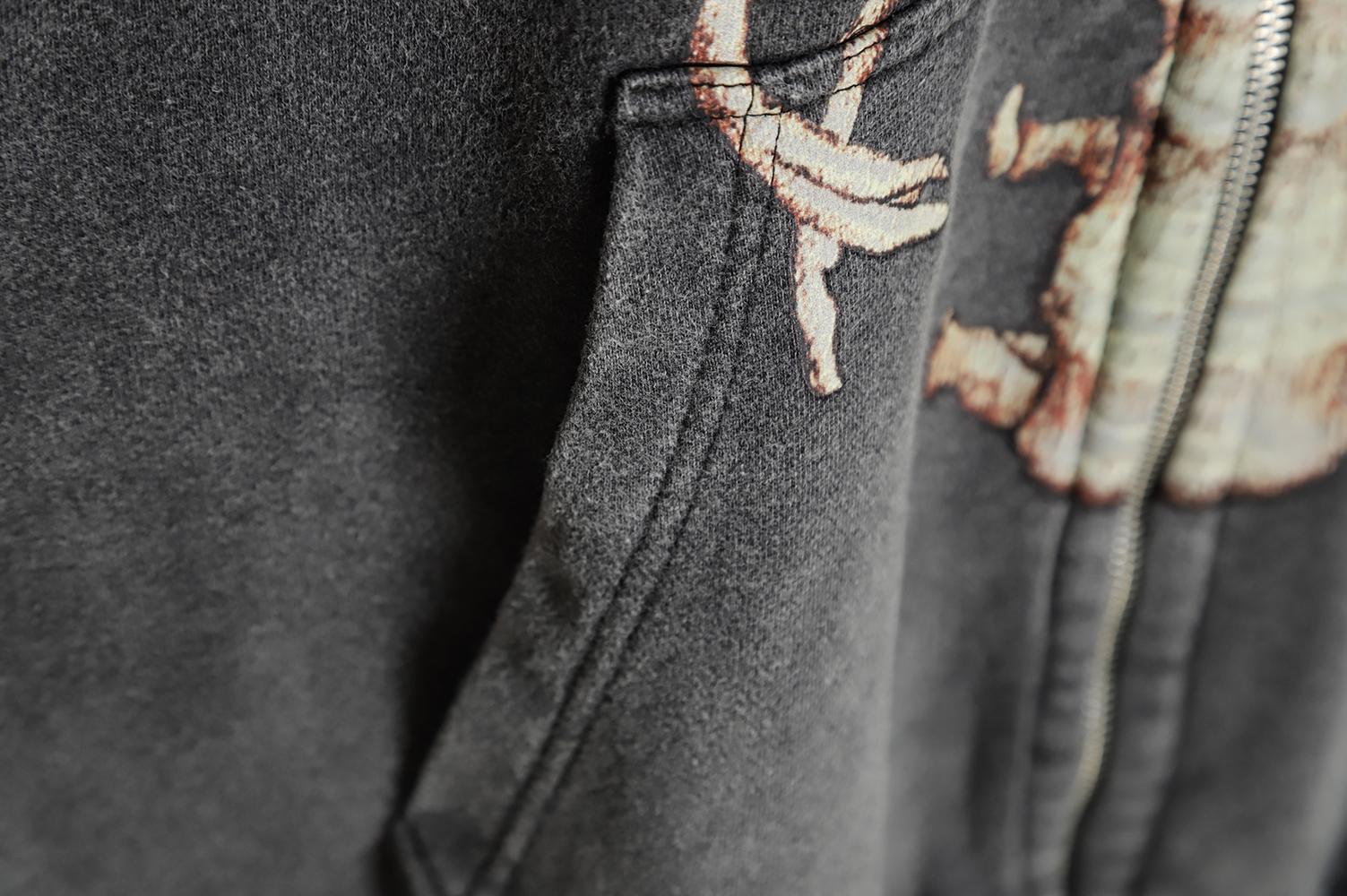 Represent 21FW Washed Distressed Skeleton Zip Jacket