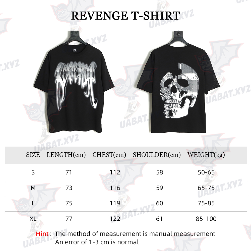 REVENGE metal skull short sleeve T-shirt TSK1