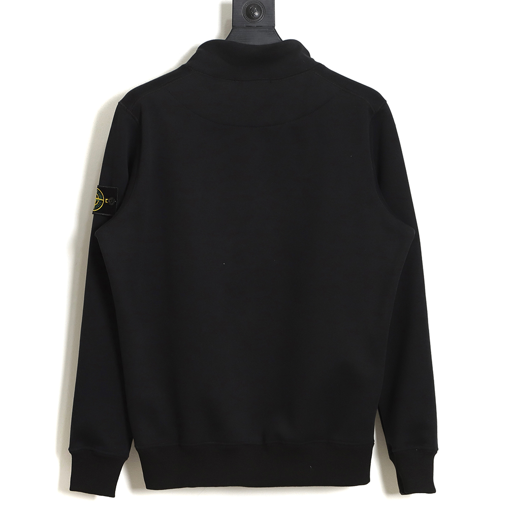 STONE ISLAND stand collar half zipper mink velvet longleeved sweater