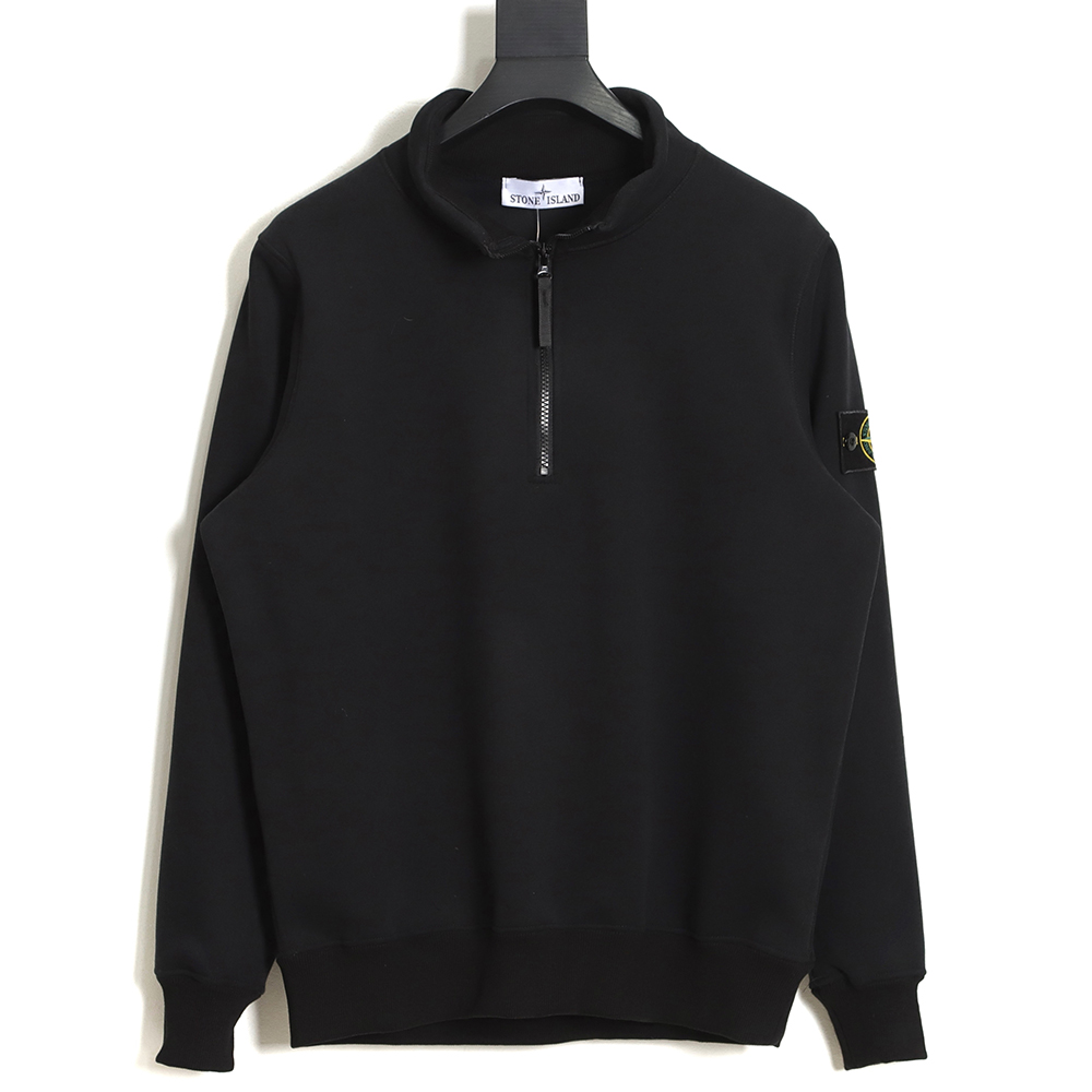 STONE ISLAND stand collar half zipper mink velvet longleeved sweater