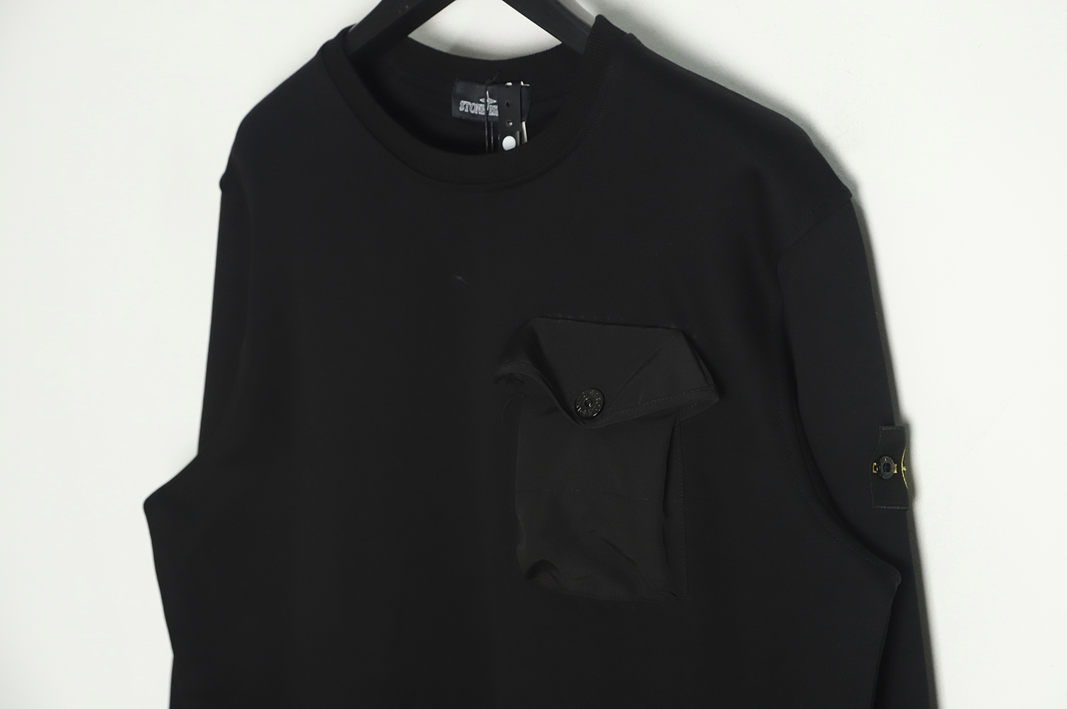 Stone Island Chest Pocket Logo Terry Crew Neck Sweatshirt