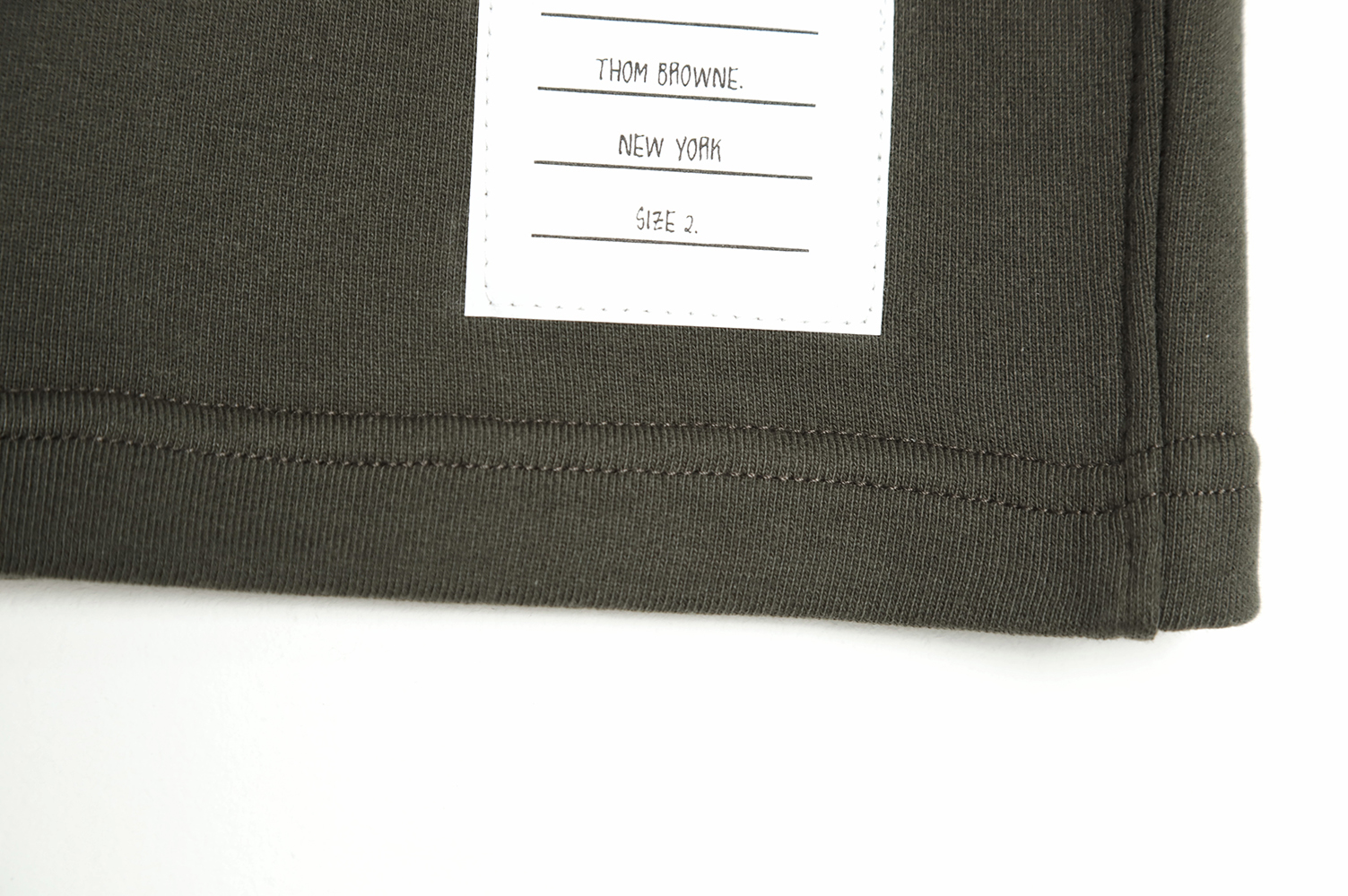 Thon Browne classic four-bar yarn-dyed dark green shorts