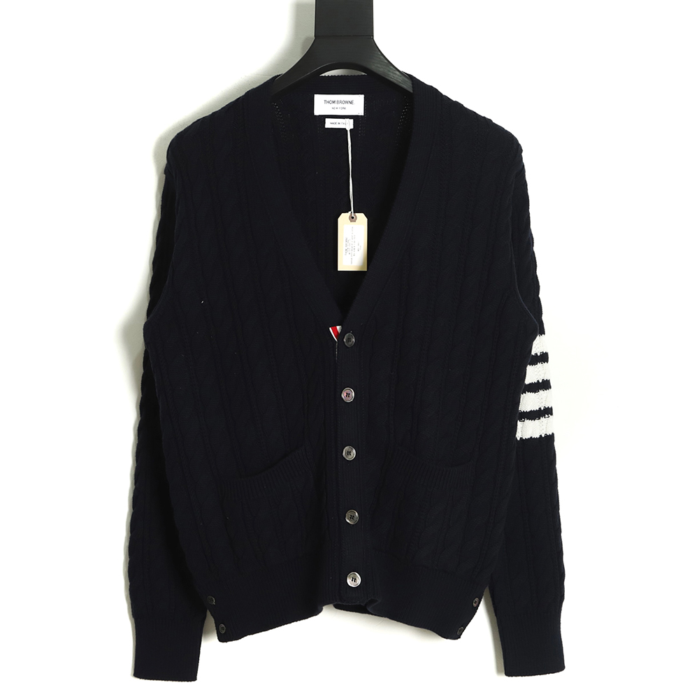 Thom Browne 22FW Four Cable Cardigan TSK2