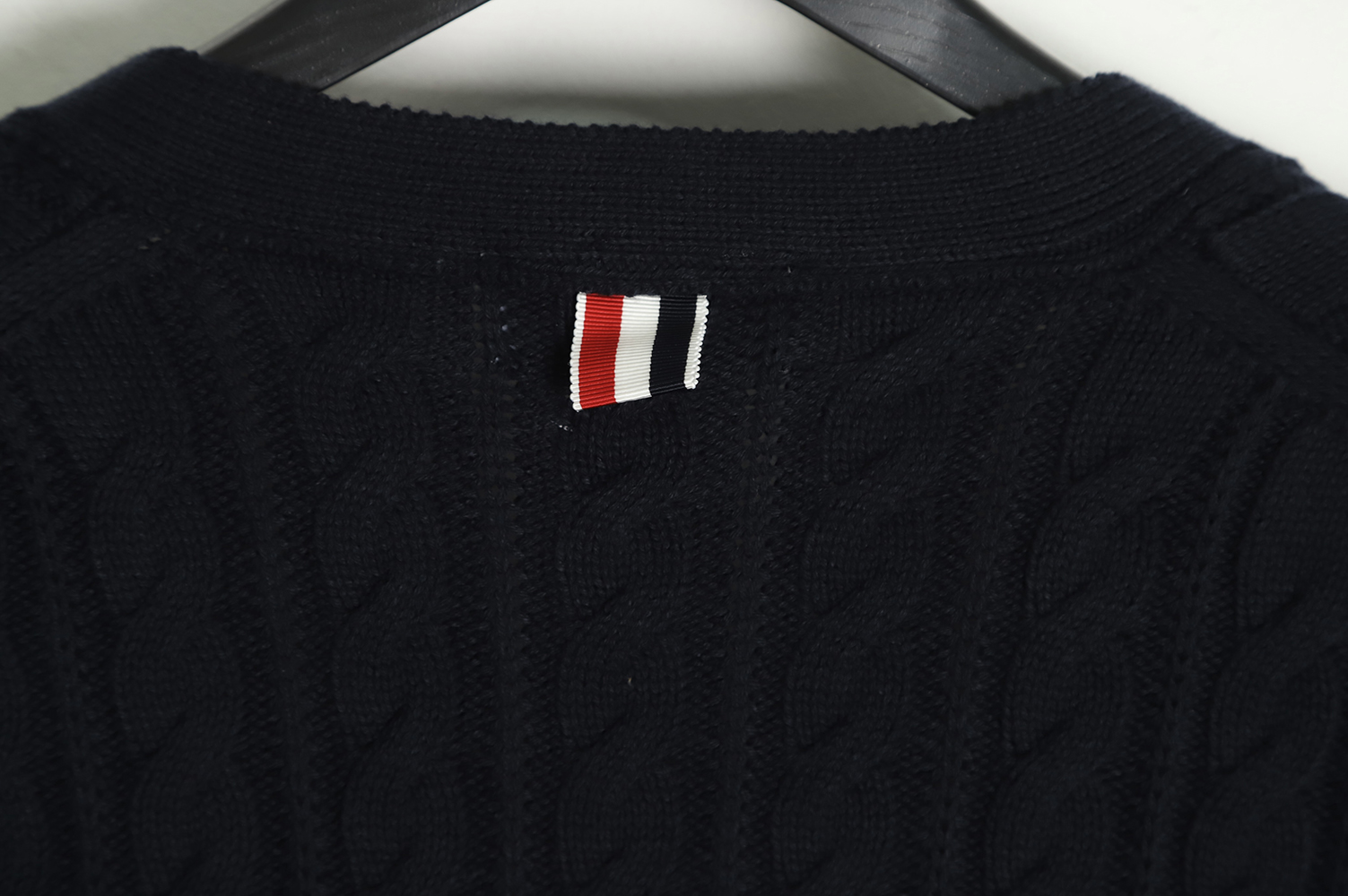Thom Browne 22FW Four Cable Cardigan TSK2
