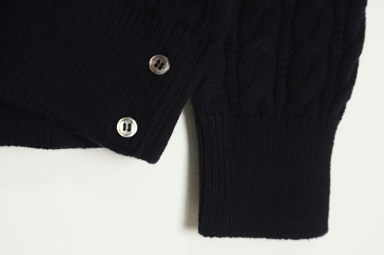Thom Browne 22FW Four Cable Cardigan TSK2
