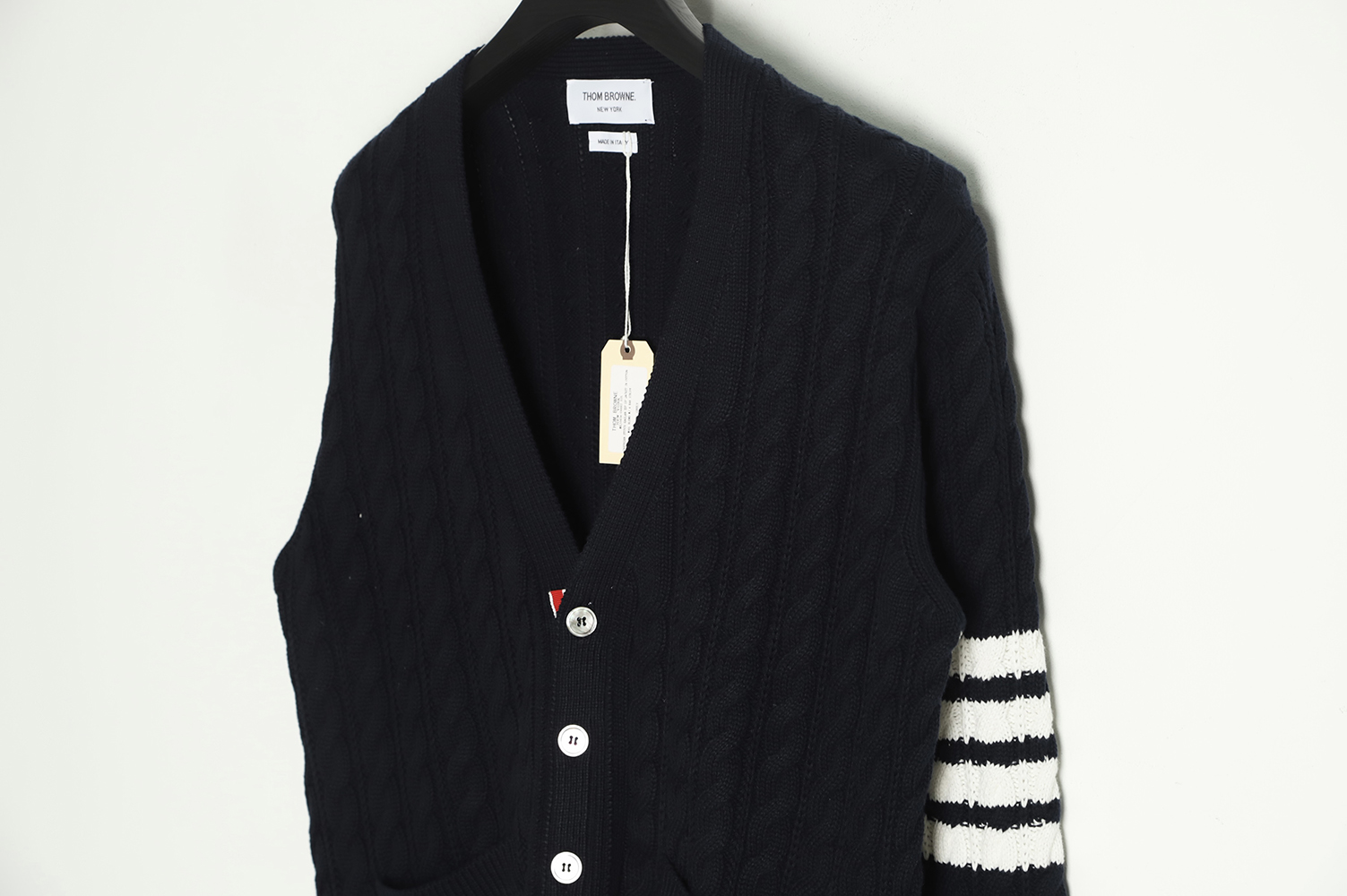 Thom Browne 22FW Four Cable Cardigan TSK2