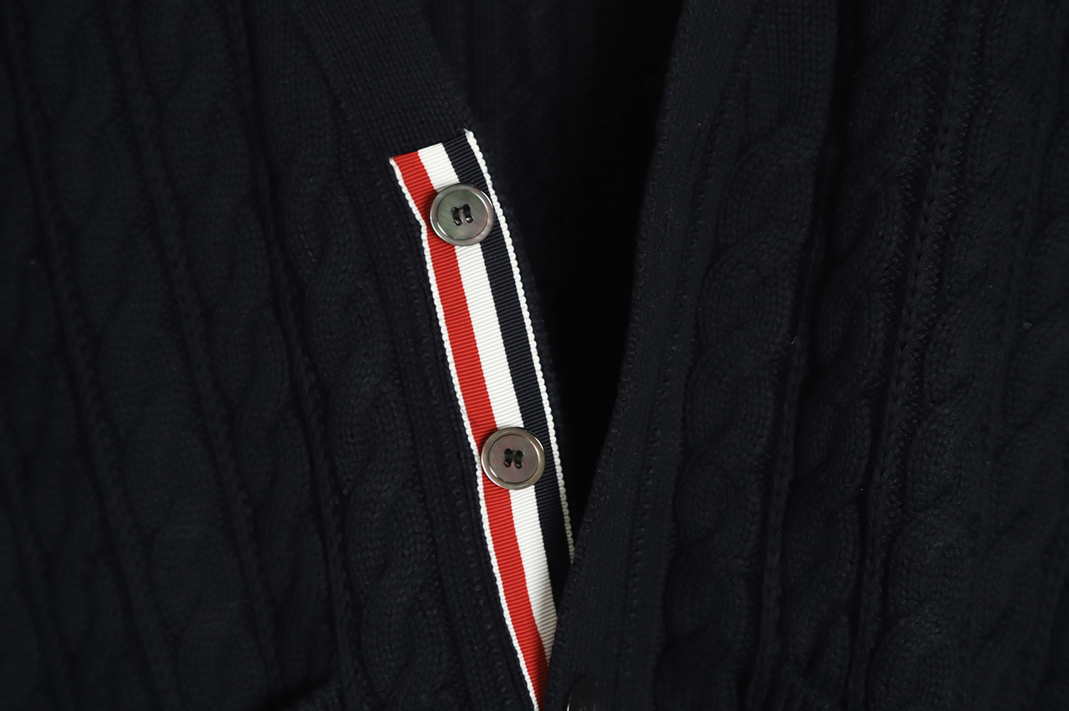 Thom Browne 22FW Four Cable Cardigan TSK2
