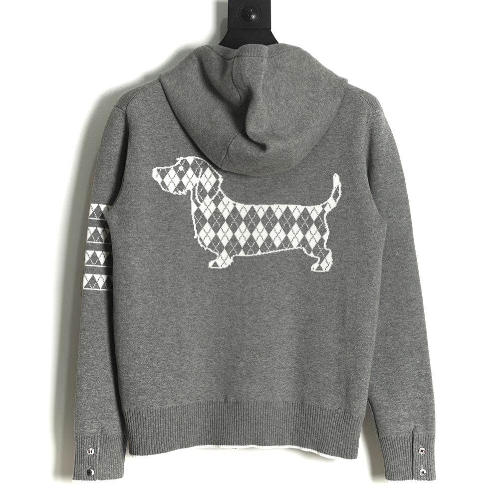 Thom Browne 22FW Diamond Dachshund Hooded Knit Jacket