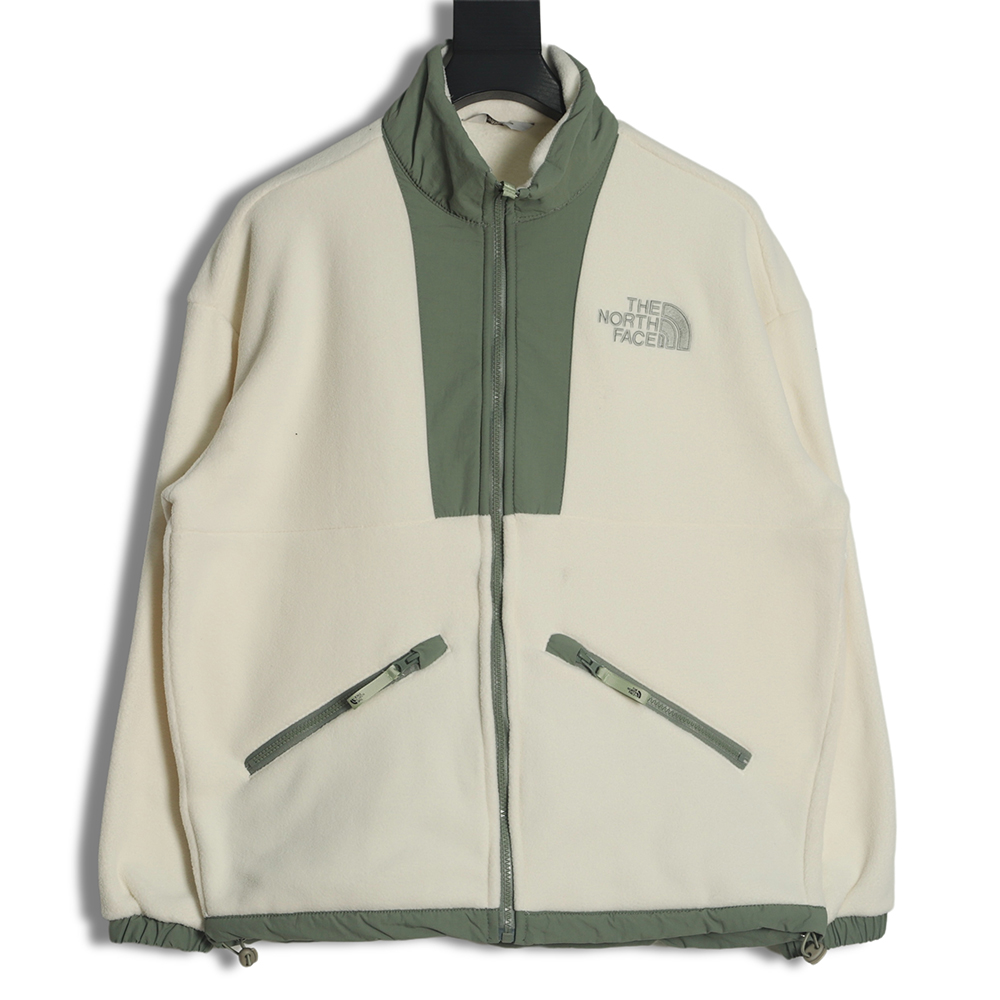 The North Face lambswool fleece patchwork jacket